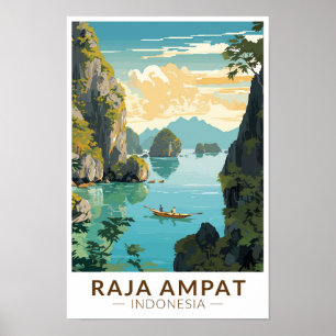 Affiche Raja Ampat Indonésie bateaux voyage Art Vintage