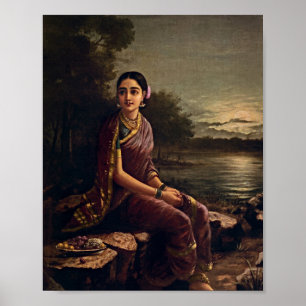Affiche Raja Ravi Varma - Radha Au Lune