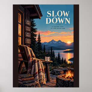 Affiche Ralentir la retraite de cabine cosy Illustrative A