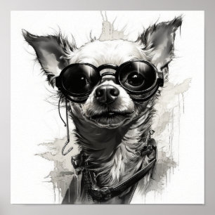Affiche Ralph Steadman White Chihuah étonnant et détaillé