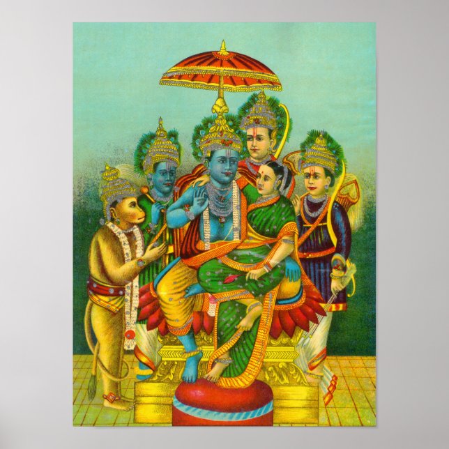 Affiche Ram Panchayatan Embellisté par Raja Ravi Varma (Devant)