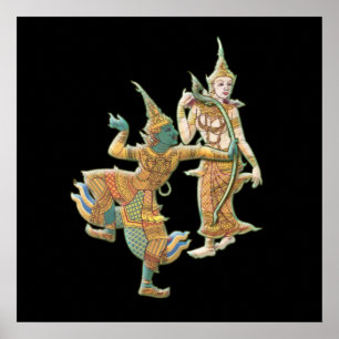 AFFICHE RAMA SITA - RAMAYANA HINDU BUDDHIST DIEU