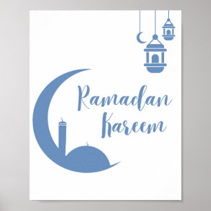 Affiche Ramadan Kareem Croissant et Lanterne Murale Éléga