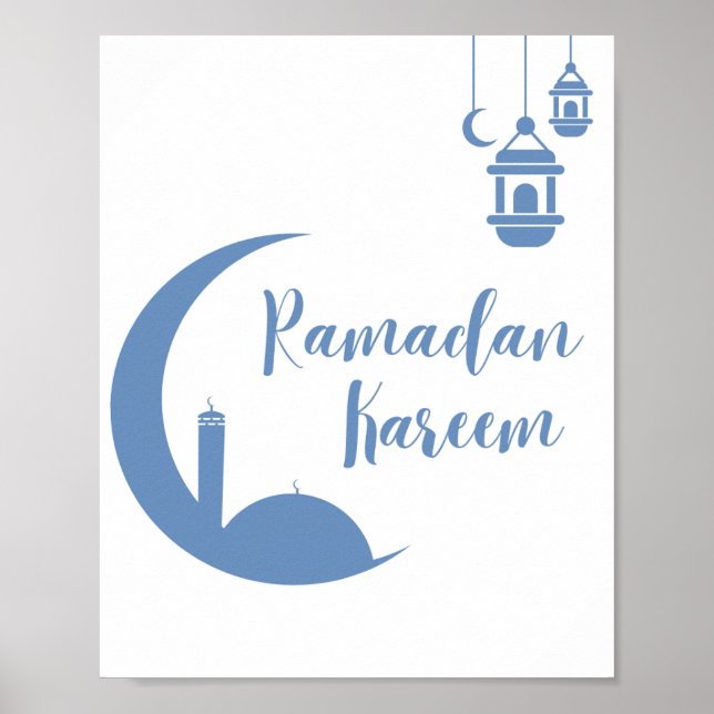 Affiche  Ramadan Kareem Croissant et Lanterne Murale Éléga (Devant)
