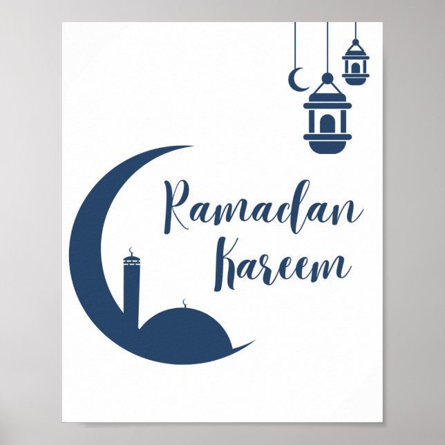 Affiche Ramadan Kareem Red Crescent & Lantern Islamic Wall (Devant)