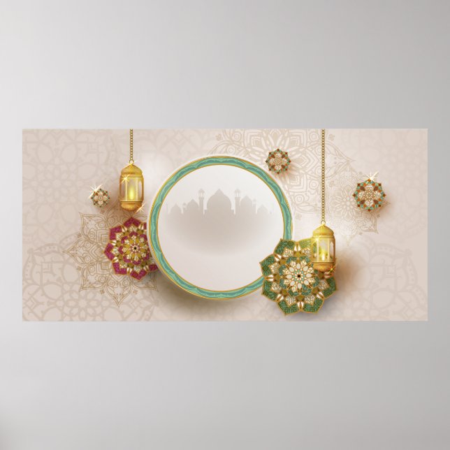 Affiche Ramadan or rouge et vert (Devant)