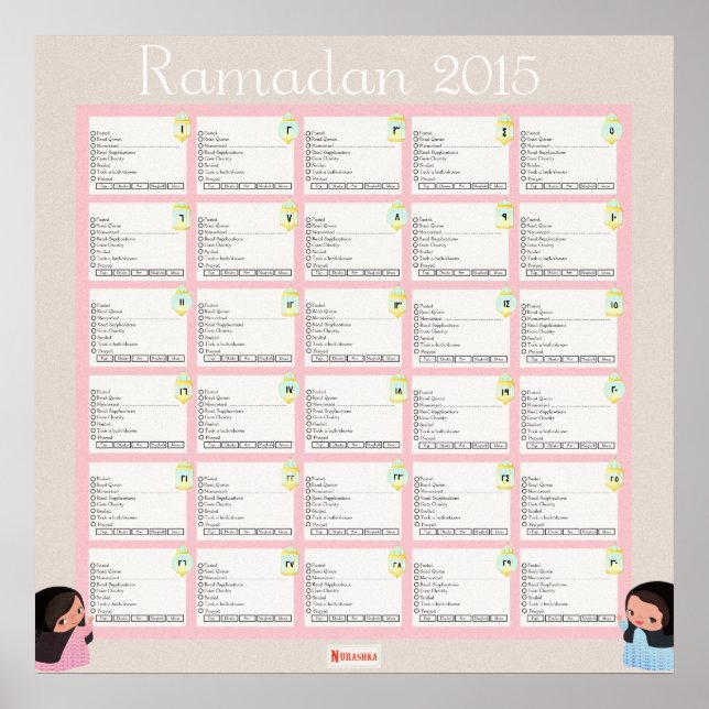 Affiche Ramadhan Daily Checklist for GIRLS (Devant)