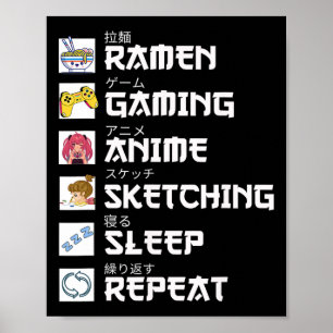 Affiche Ramen Anime Jeu Répéter Otaku Anime Manga Vidéo