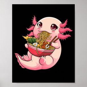 Affiche Ramen Axolotl Kawaii Anime Japonaise Nourriture Fi