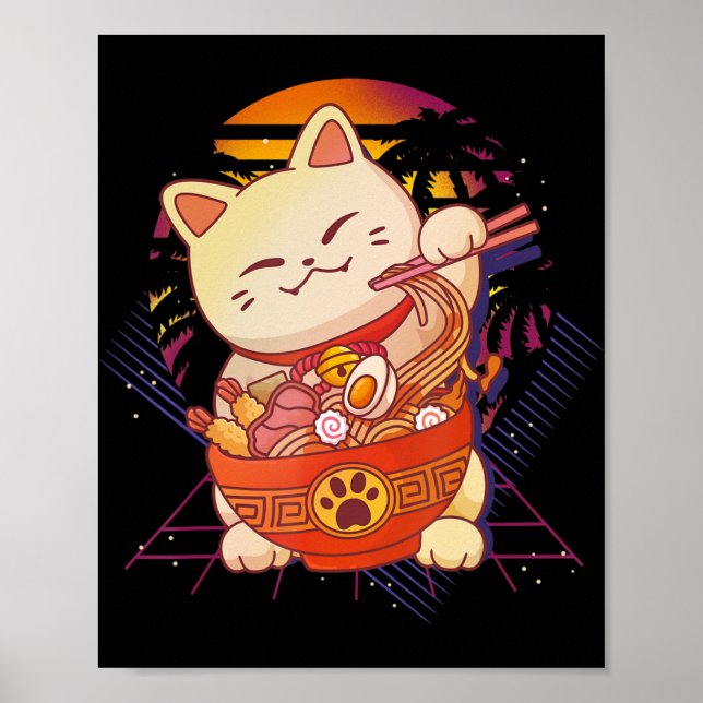 Affiche Ramen Cat Anime (Devant)
