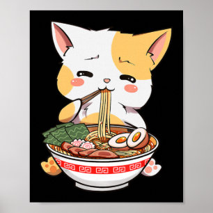 Affiche Ramen Cat Anime Bowl Kawaii Neko Japanese Kids Gir