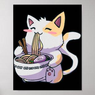 Affiche Ramen Cat Kawaii Anime cadeau japonais