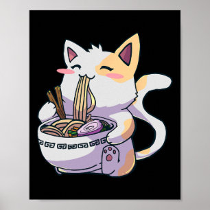 Affiche Ramen Cat Kawaii Anime Japonais Kawaii Neko