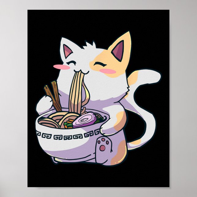 Affiche Ramen Cat Kawaii Anime Japonais Kawaii Neko (Devant)
