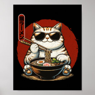 Affiche Ramen Cat Kawaii Anime Japonais Kawaii Neko 1