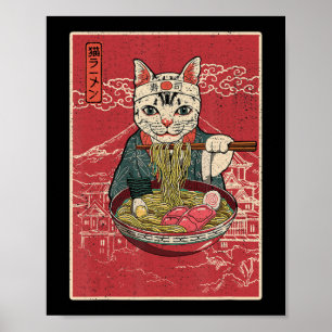 Affiche Ramen Cat Kawaii Anime Japonaise Food Girls Offici