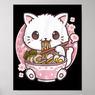Affiche Ramen Cat Kawaii Anime Ramen Cat Amoureux de les c