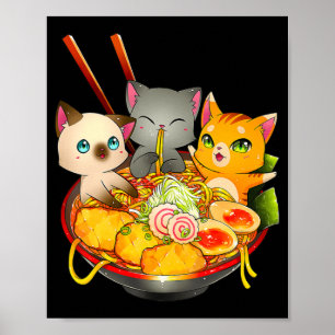 Affiche Ramen Cat Kawaii Neko Anime Otaku Cats Japanese No