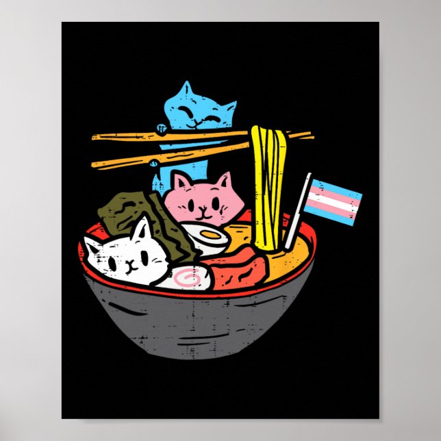 Affiche Ramen Cat Transgenre Lgbt Trans Pride Janpanese N (Devant)