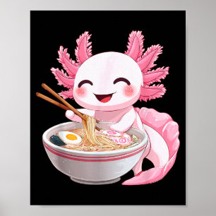 Affiche Ramen d'axolotl d'anime kawaii 