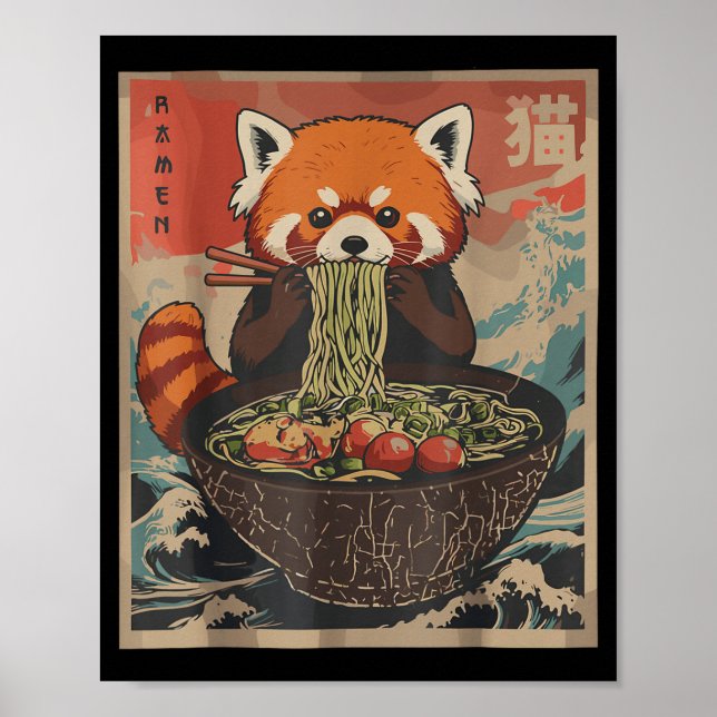 Affiche Ramen Japanese Graphic Tees Red Panda Anime Shirts (Devant)