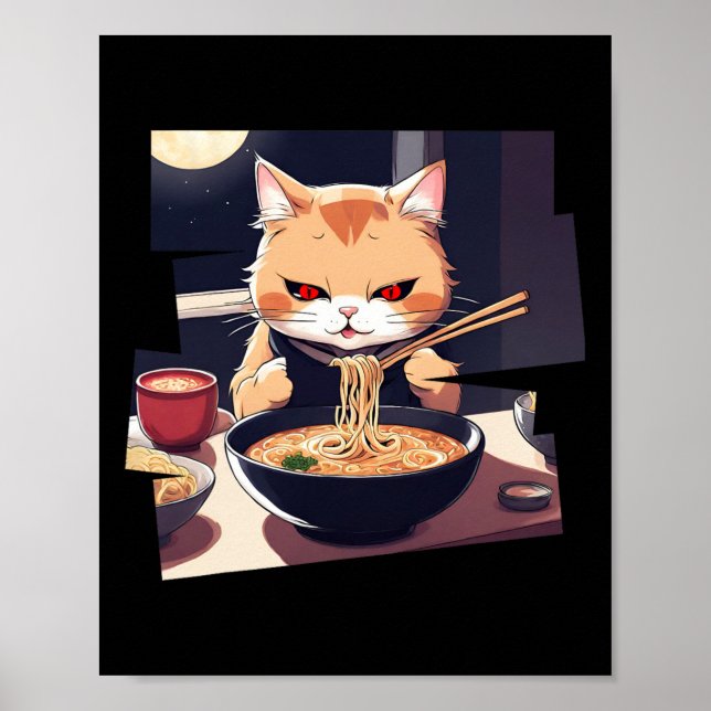Affiche Ramen Kawaii Cat Anime 1 (Devant)