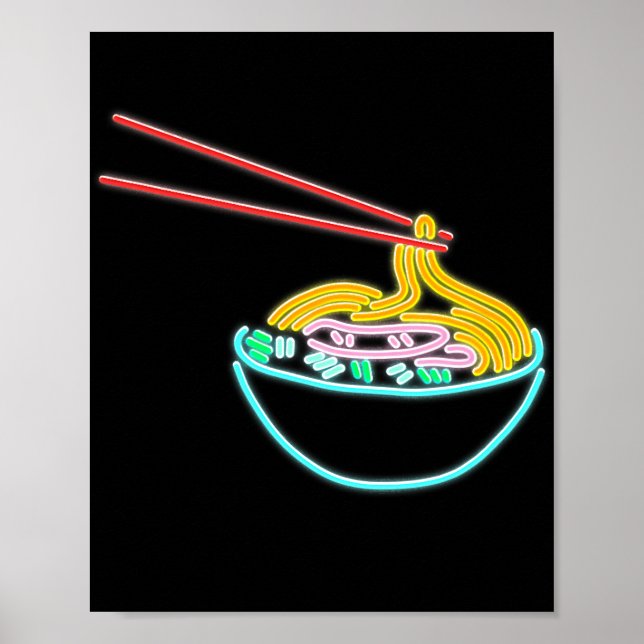 Affiche Ramen Noodle Bowl Chopstick Retro (Devant)