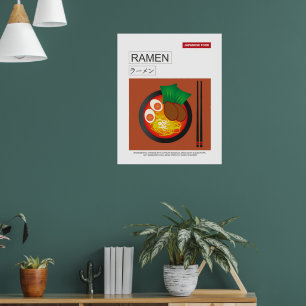 Affiche Ramen, Nourriture japonaise, Style vectoriel Wall