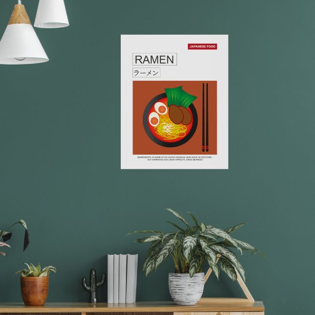 Affiche Ramen, Nourriture japonaise, Style vectoriel Wall  (Salon 1)