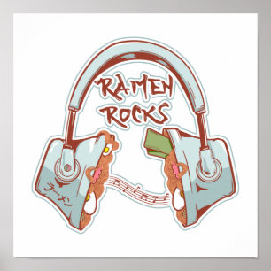 Affiche Ramen Rocks Funny casque