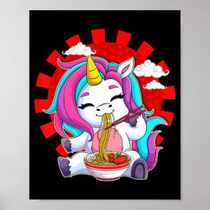 Affiche Ramen Unicorn Kawaii Anime Japanese Food Gift Girl
