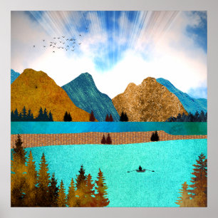Affiche Rameur du lac du matin