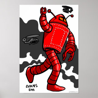 Affiche Rampaging de robots rouges