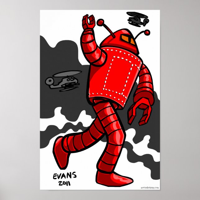 Affiche Rampaging de robots rouges (Devant)
