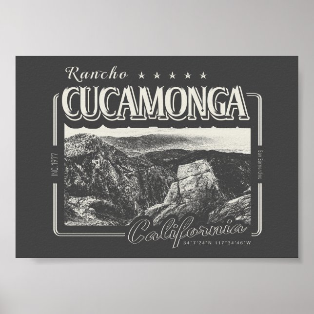 AFFICHE RANCHO CUCAMONGA CALIFORNIA - CUCAMONGA PEAK (Devant)