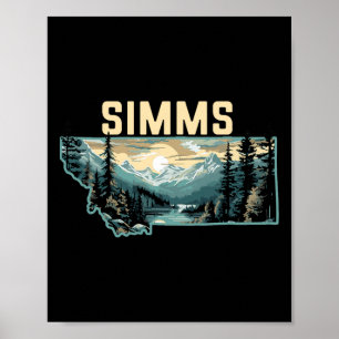 Affiche Randonnée artistique rétro Simms Montana Outdoor