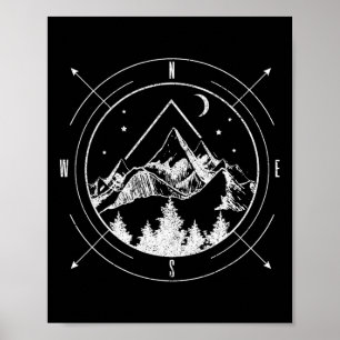 Affiche Randonnée Camping Montagnes Comp Randonneur Campeu