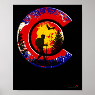 Affiche Randonnée Colorado 14ers Randonneur des montagnes 