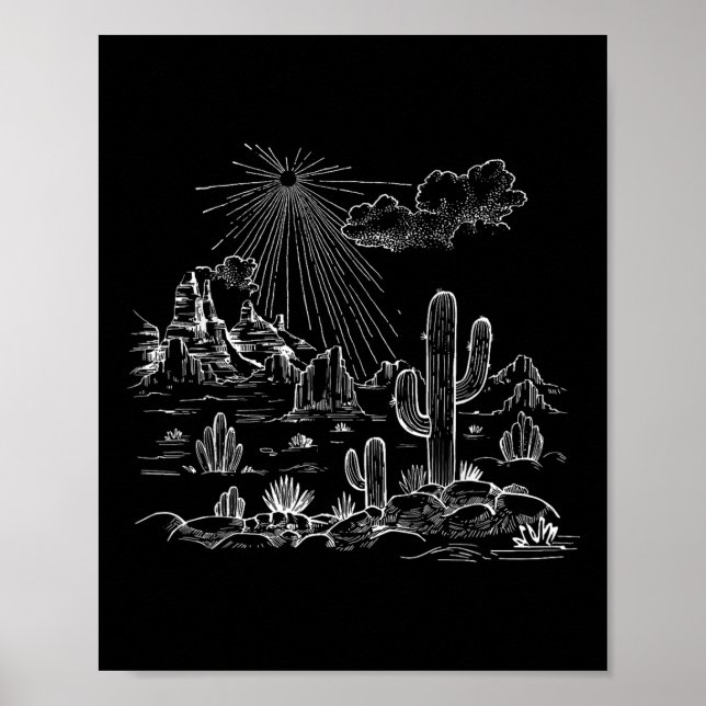 Affiche Randonnée dans le désert de cactus occidental pour (Devant)
