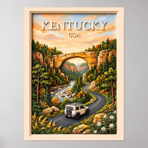Affiche Randonnée dans le Kentucky en 3D avec une vue text