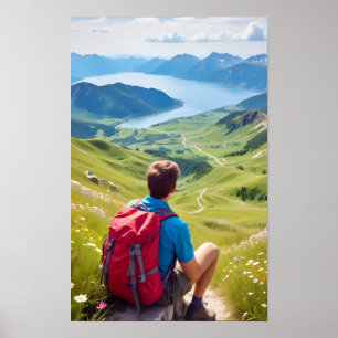 Affiche Randonnée Extérieur Évasion Dicovery Montagnes Nat