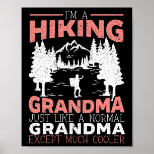 Affiche Randonnée Grand-mère Montagne Escalade Randonneuse