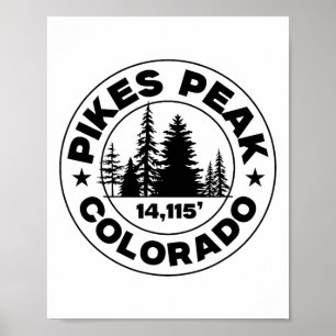 Affiche Randonnée montagneuse vintage Pikes Peak Colorado