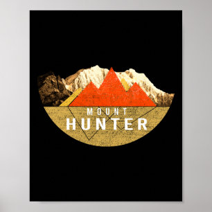 Affiche Randonnée montagneuse vintage Usa - Mont Hunter