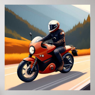Affiche Randonnée Moto Scénique Pour Motards