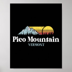 Affiche Randonnée ski snowboard montagne Pico Vermont
