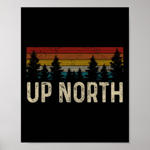 Affiche Randonnée vintage nordique nature camping Alaska P
