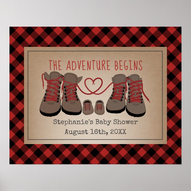 Affiche Randonnées Boots Buffalo Plaid Adventure Baby show (Devant)