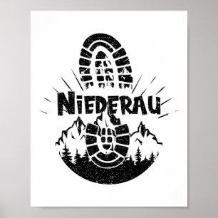 Affiche Randonneur Niederau Tyrol Autriche Vacances