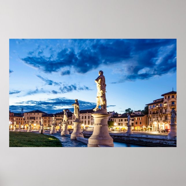 Affiche Rangée de statues illuminées à Padova (Devant)